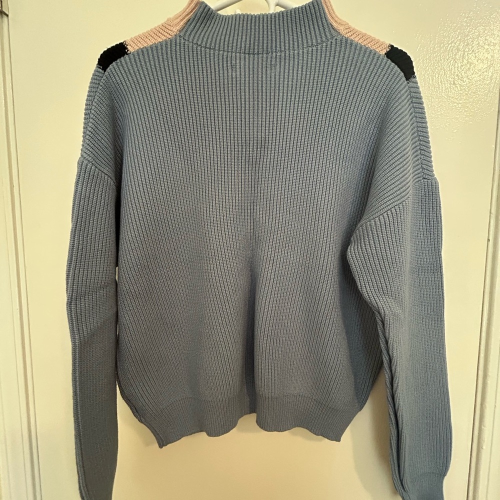 🩵SHEIN V-Neck Colorblock Hoodie - Blue, Pink, Black - Picture 7 of 7